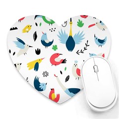 Vector Set Isolates With Cute Birds Scandinavian Style Heart Mousepads