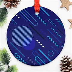 Classic Blue Background Abstract Style Ornament (round) by Vaneshart