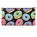 Colorful Donut Seamless Pattern On Black Vector Pencil Cases Back