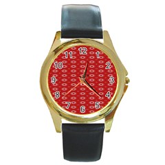 Red Kalider Round Gold Metal Watch