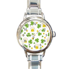 St Patricks Day Round Italian Charm Watch by Valentinaart