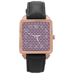 Flowers Pattern Rose Gold Leather Watch 