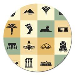 Egyptian Flat Style Icons Magnet 5  (round) by Wegoenart