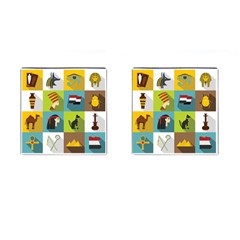 Egypt Travel Items Icons Set Flat Style Cufflinks (square) by Wegoenart