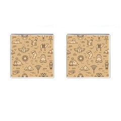 Egyptian Seamless Pattern Symbols Landmarks Signs Egypt Cufflinks (square) by Wegoenart