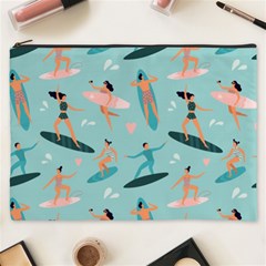 Beach Surfing Surfers With Surfboards Surfer Rides Wave Summer Outdoors Surfboards Seamless Pattern Cosmetic Bag (xxxl) by Wegoenart