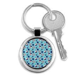 Seamless Pattern Nautical Theme Key Chain (round) by Wegoenart