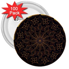 Luxury Mandala Background 3  Buttons (100 Pack)  by Wegoenart