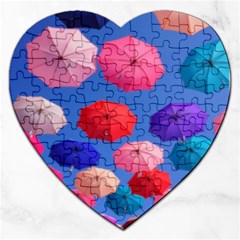 Rainbow Umbrella Jigsaw Puzzle (heart) by Sparkle