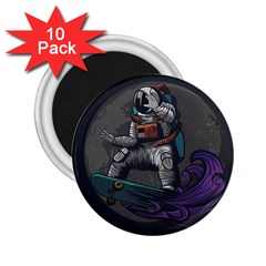 Illustration Astronaut Cosmonaut Paying Skateboard Sport Space With Astronaut Suit 2 25  Magnets (10 Pack)  by Vaneshart