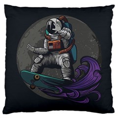 Illustration Astronaut Cosmonaut Paying Skateboard Sport Space With Astronaut Suit Large Cushion Case (one Side) by Vaneshart