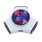 Cartoon Funny Aliens With Ufo Duck Starry Sky Set 3-Port USB Hub Front