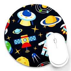 Space Seamless Pattern Round Mousepads