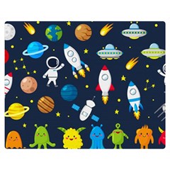 Big Set Cute Astronauts Space Planets Stars Aliens Rockets Ufo Constellations Satellite Moon Rover V Double Sided Flano Blanket (medium) 