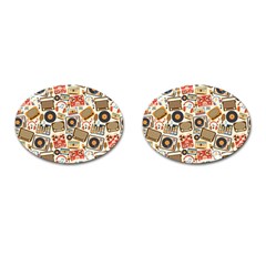 Music Retro Seamless Pattern Cufflinks (oval)