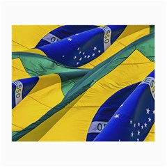 Brazil Flags Waving Background Small Glasses Cloth by dflcprintsclothing