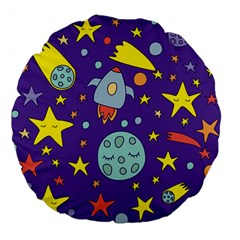 Card With Lovely Planets Large 18  Premium Flano Round Cushions by Vaneshart