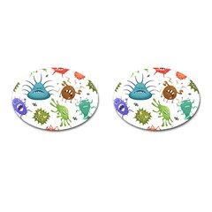 Dangerous Streptococcus Lactobacillus Staphylococcus Others Microbes Cartoon Style Vector Seamless Cufflinks (oval)