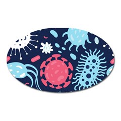 Seamless Pattern Microbes Virus Vector Illustration Oval Magnet