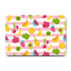 Tropical Fruits Berries Seamless Pattern Small Doormat  by Vaneshart