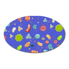 Virus Seamless Pattern Oval Magnet