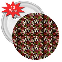 Swimmer 20s Brown 3  Buttons (10 Pack)  by snowwhitegirl