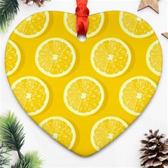 Lemon Fruits Slice Seamless Pattern Ornament (heart) by Vaneshart