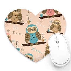 Seamless Pattern Owls Dream Cute Style Fabric Heart Mousepads by Vaneshart