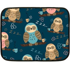 Seamless Pattern Owls Dreaming Double Sided Fleece Blanket (mini)  by Vaneshart