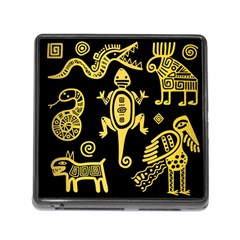 Mexican Culture Golden Tribal Icons Memory Card Reader (square 5 Slot) by Vaneshart