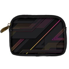 Gradient Geometric Shapes Dark Background Digital Camera Leather Case by Vaneshart