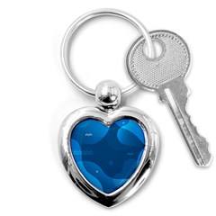 Abstract Classic Blue Background Key Chain (heart)