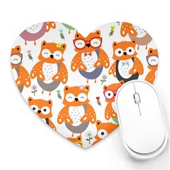 Cute Colorful Owl Cartoon Seamless Pattern Heart Mousepads by Vaneshart