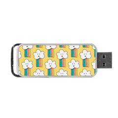 Smile Cloud Rainbow Pattern Yellow Portable Usb Flash (two Sides) by Vaneshart