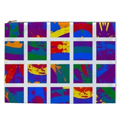 Gay Pride Rainbow Abstract Painted Squares Grid Cosmetic Bag (xxl) by VernenInk