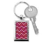 Lesbian Pride Pixellated Zigzag Stripes Key Chain (Rectangle) Front