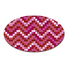 Lesbian Pride Pixellated Zigzag Stripes Oval Magnet by VernenInk