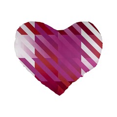 Lesbian Pride Diagonal Stripes Colored Checkerboard Pattern Standard 16  Premium Heart Shape Cushions by VernenInk