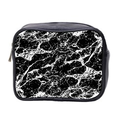 Black And White Abstract Textured Print Mini Toiletries Bag (two Sides) by dflcprintsclothing