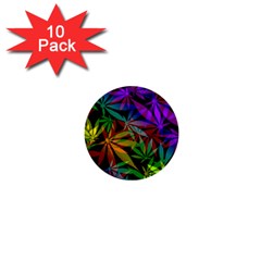 Ganja In Rainbow Colors, Weed Pattern, Marihujana Theme 1  Mini Buttons (10 Pack)  by Casemiro