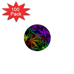 Ganja In Rainbow Colors, Weed Pattern, Marihujana Theme 1  Mini Buttons (100 Pack)  by Casemiro