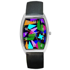 Trippy Blocks, Dotted Geometric Pattern Barrel Style Metal Watch