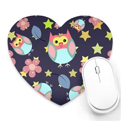 Owl Stars Pattern Background Heart Mousepads by Vaneshart