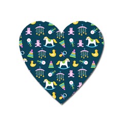 Cute Babies Toys Seamless Pattern Heart Magnet by Vaneshart