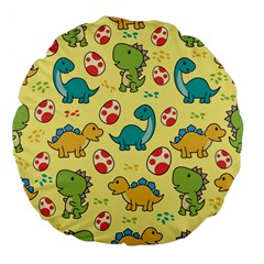 Seamless Pattern With Cute Dinosaurs Character Large 18  Premium Flano Round Cushions by Vaneshart