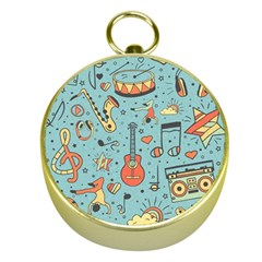 Seamless-pattern-musical-instruments-notes-headphones-player Gold Compasses