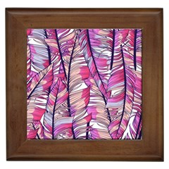 Beautiful-boho-seamless-pattern-with-pink-feathers Framed Tile