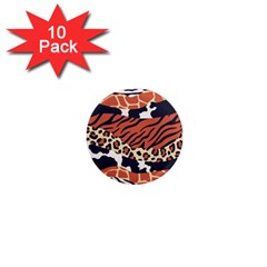 Mixed Animal Skin Print Safari Textures Mix Leopard Zebra Tiger Skins Patterns Luxury Animals Texture 1  Mini Magnet (10 Pack)  by BangZart