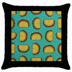 Taco Drawing Background Mexican Fast Food Pattern Throw Pillow Case (black) by BangZart