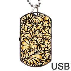 Damask Teardrop Gold Ornament Seamless Pattern Dog Tag Usb Flash (one Side) by BangZart